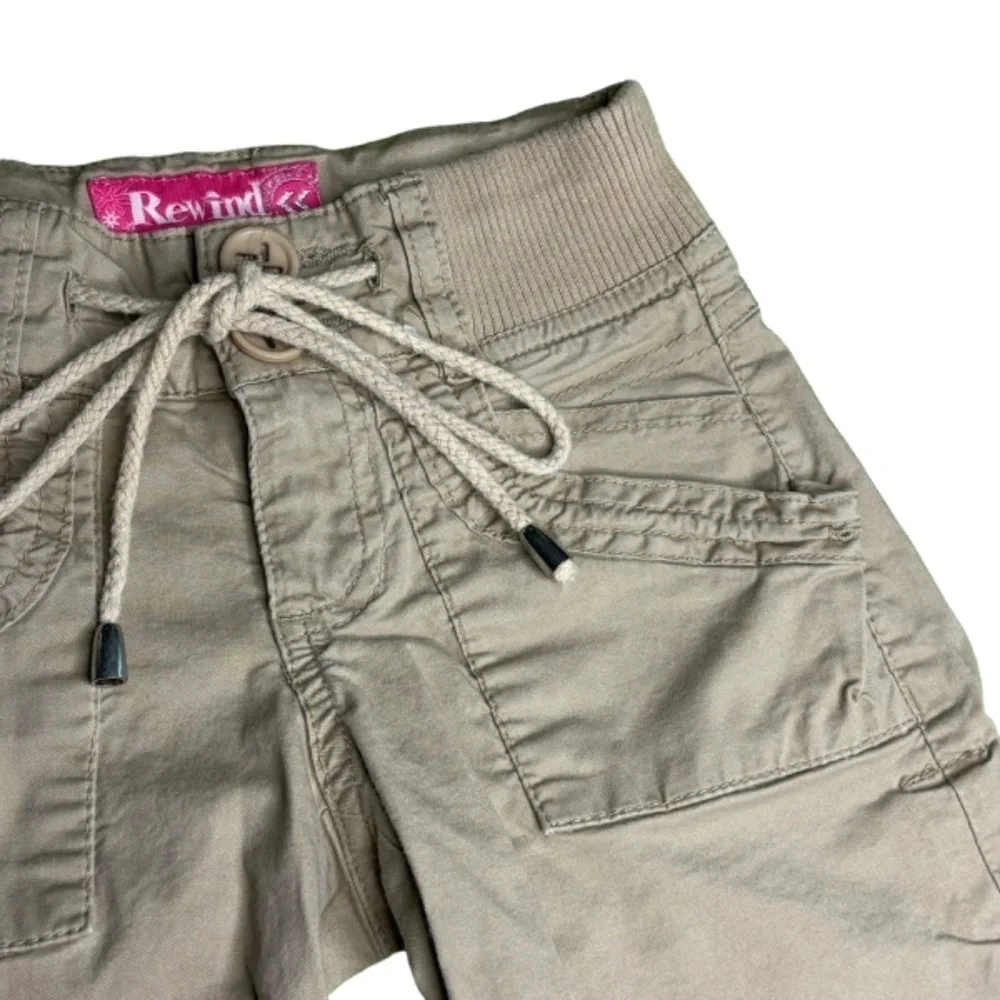 Rewind‎ Girls Shorts Size 7 Tan Khaki Roll Up Adjustable Length Bermuda Shorts